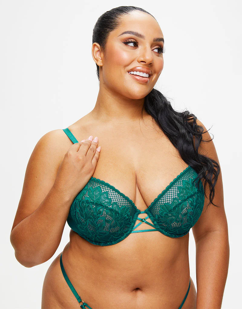Ann Summers The Lasting Lover Plunge Bra Green/Black - Image 4