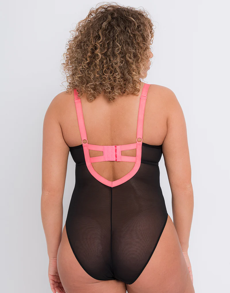 Curvy Kate Elementary Plunge Bodysuit Black/Pink - Image 6