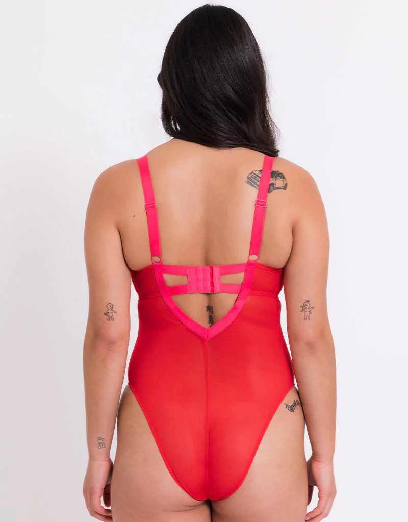 Curvy Kate Elementary Plunge Bodysuit Red/Pink - Image 6