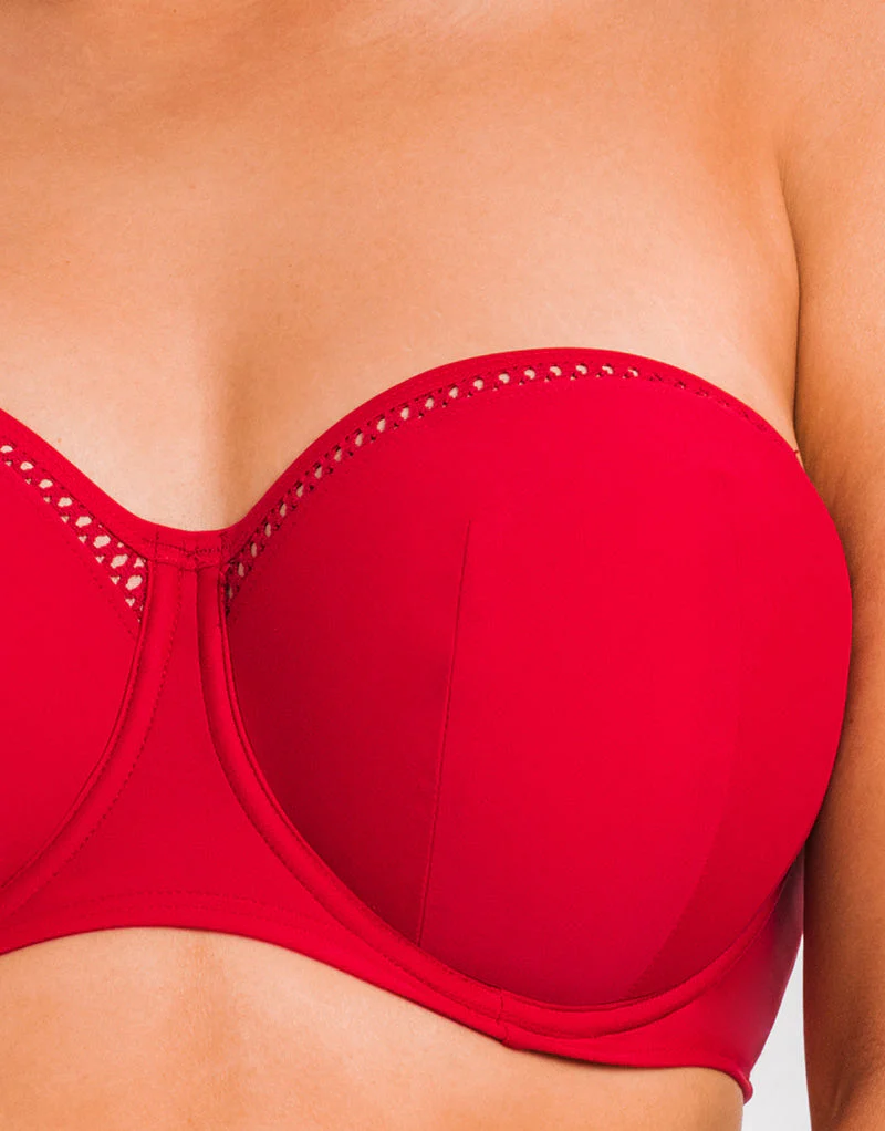 Curvy Kate First Class Bandeau Strapless Multiway Bikini Top Red - Image 4