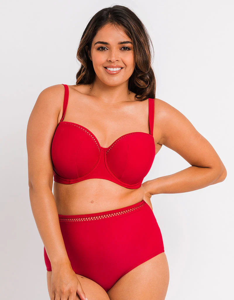 Curvy Kate First Class Bandeau Strapless Multiway Bikini Top Red - Image 7