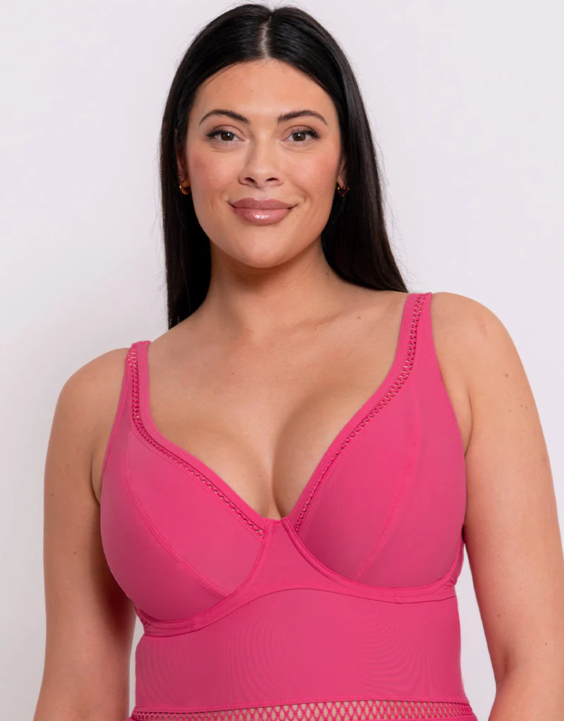 Curvy Kate First Class Multiway Plunge Swimsuit Pink - Image 3