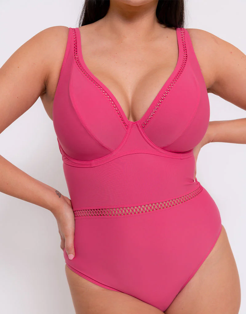 Curvy Kate First Class Multiway Plunge Swimsuit Pink - Image 7