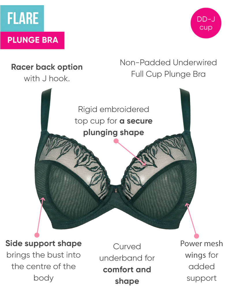 Curvy Kate Flare Full Plunge Side Support Multiway Bra Emerald Sparkle - Image 3