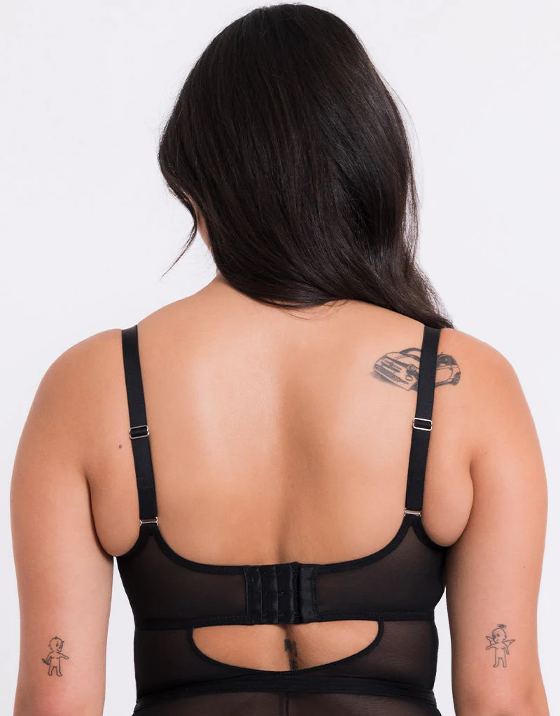 Curvy Kate Frill Me Balcony Bodysuit Black/Pink - Image 5