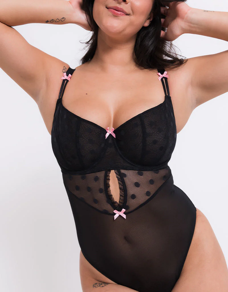 Curvy Kate Frill Me Balcony Bodysuit Black/Pink - Image 7