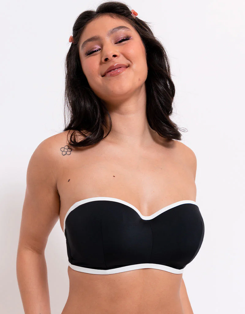 Curvy Kate Minimalist Bandeau Strapless Multiway Bikini Top Black/White - Image 3