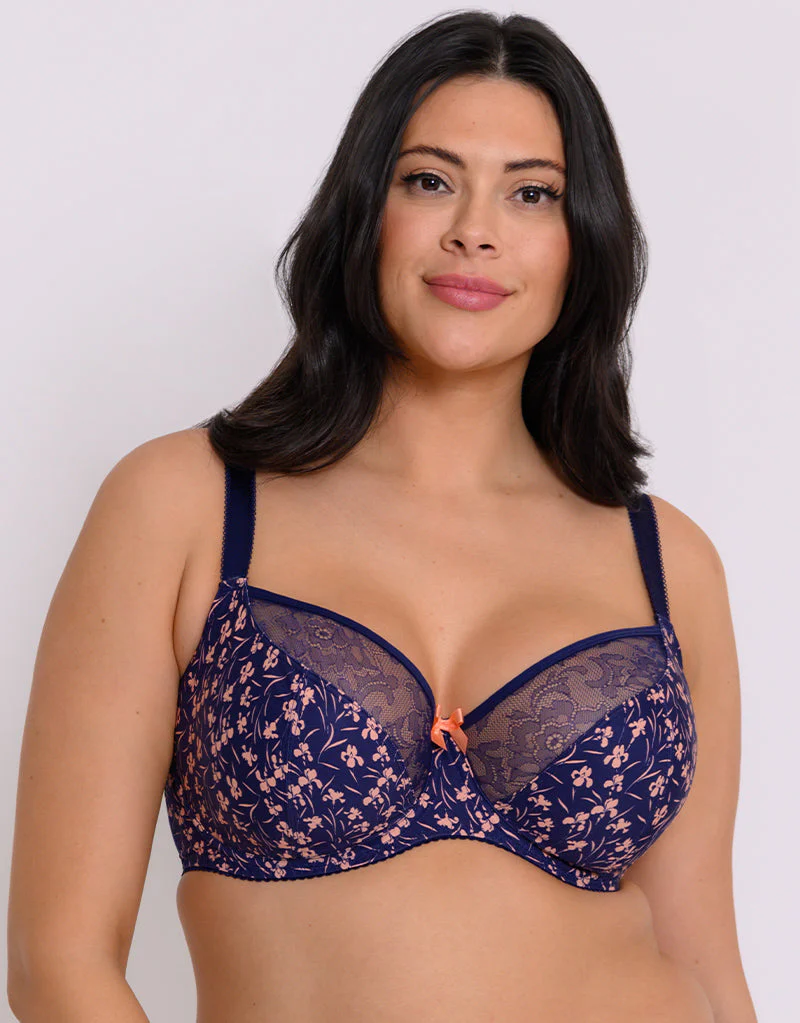 Curvy Kate Moody Bloom Balcony Bra Navy Print - Image 3