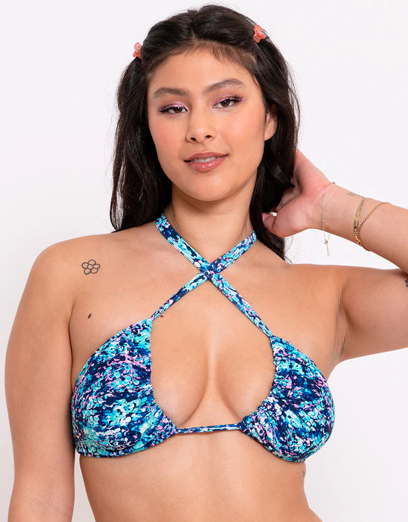 Curvy Kate Mykonos String Multiway Bikini Top Blue Print - Image 3