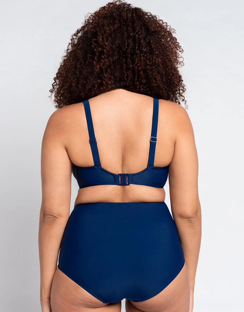 Curvy Kate Retro Sun Padded Balcony Bikini Multiway Top Navy - Image 6