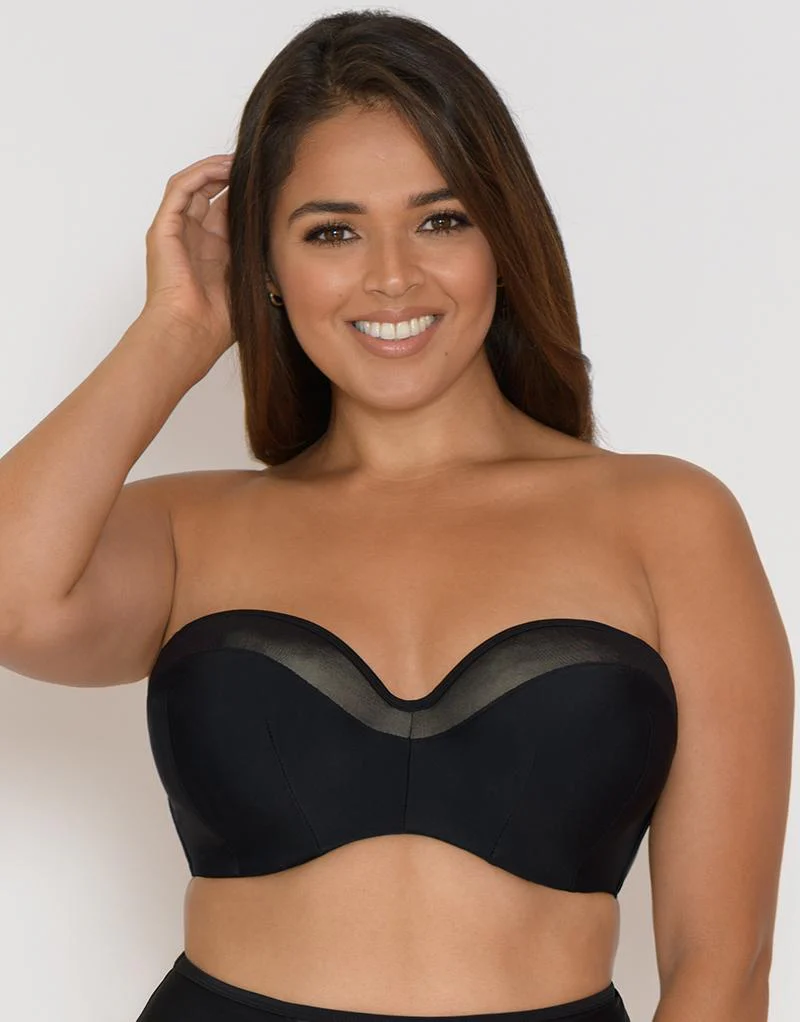 Curvy Kate Sheer Class Bandeau Bikini Top Black - Image 3