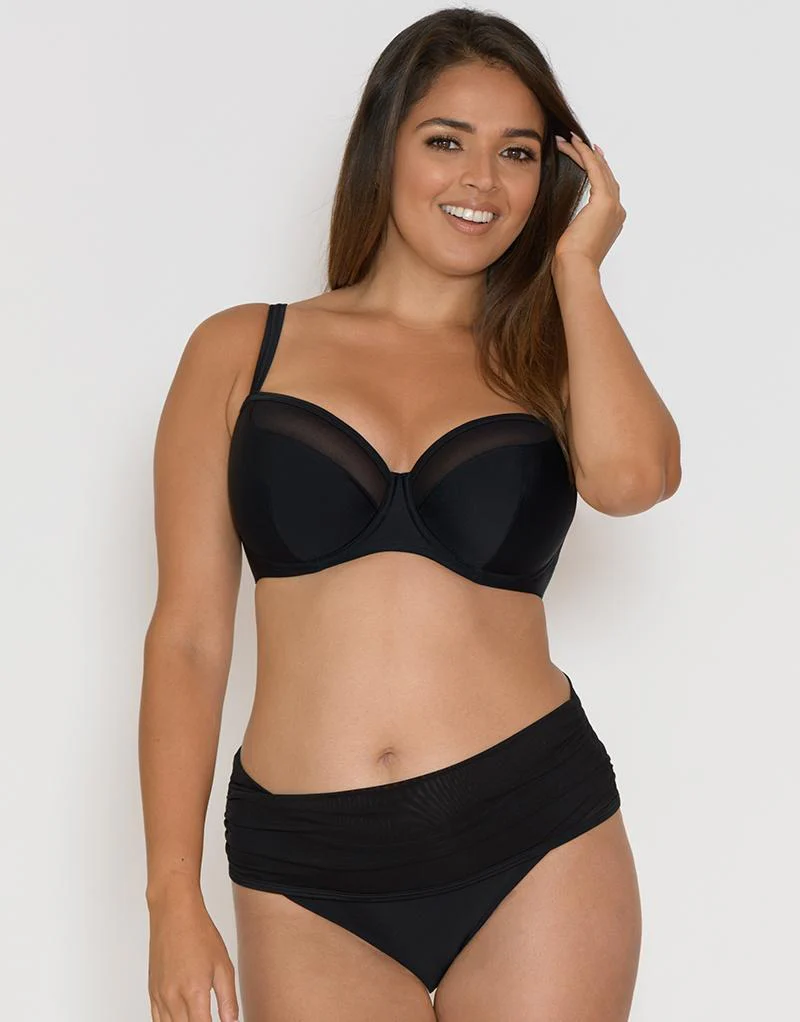 Curvy Kate Sheer Class Padded Balcony Bikini Top Black - Image 6