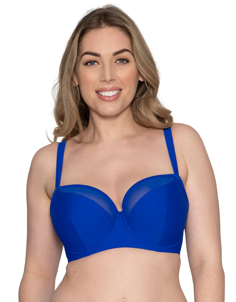 Curvy Kate Sheer Class Padded Balcony Bikini Top Cobalt - Image 3