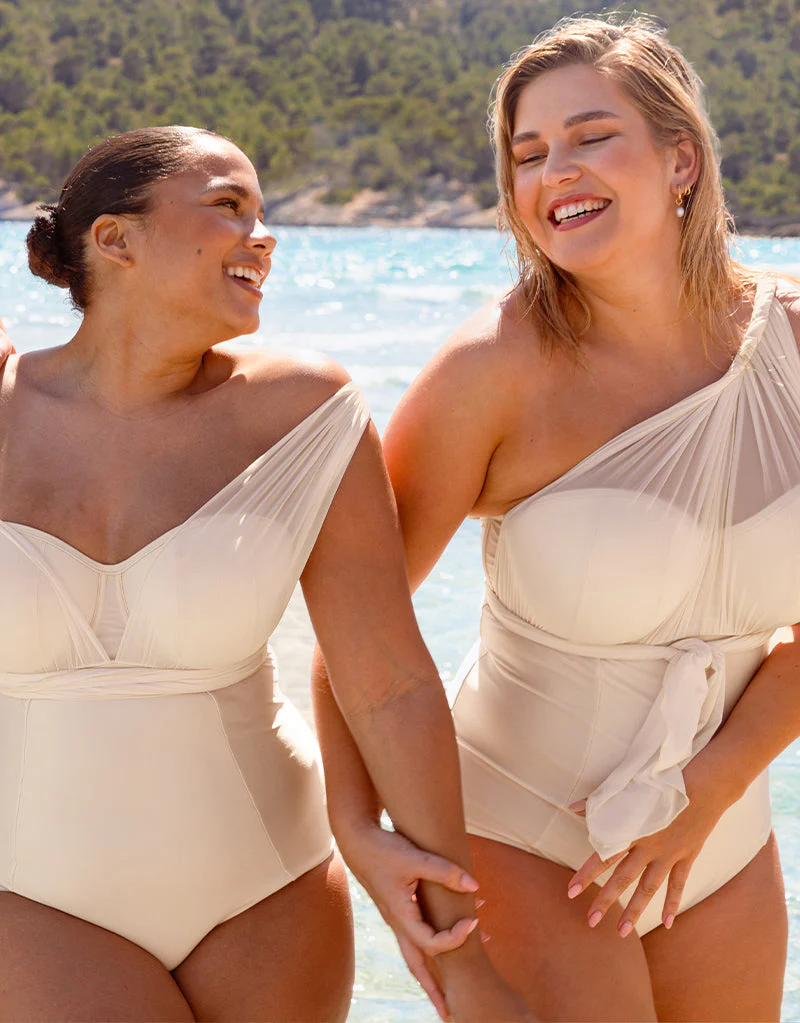 Curvy Kate Wrapsody Bandeau Strapless Multiway Swimsuit Oyster - Image 12