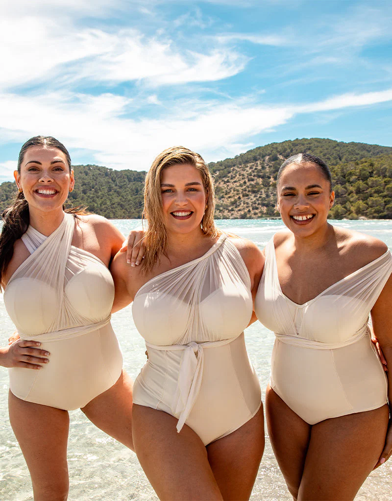 Curvy Kate Wrapsody Bandeau Strapless Multiway Swimsuit Oyster - Image 13