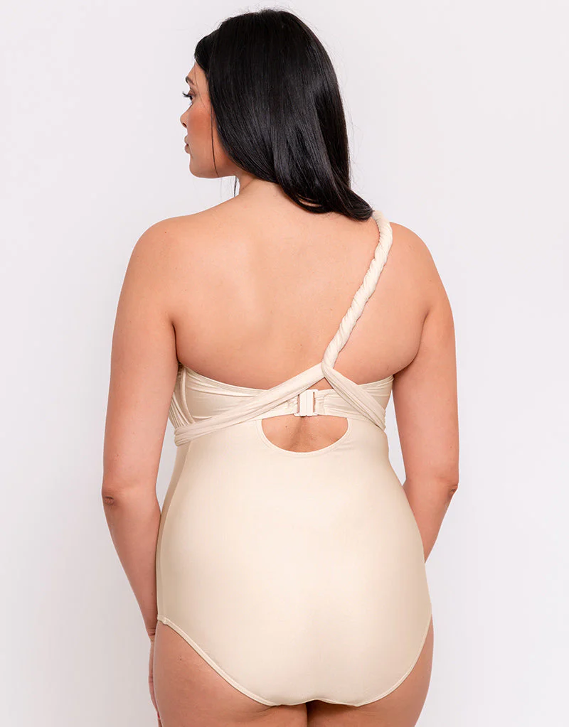 Curvy Kate Wrapsody Bandeau Strapless Multiway Swimsuit Oyster - Image 7
