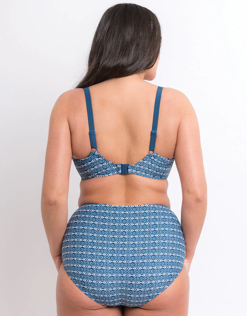 Flirtelle Malibu Marina Padded Balcony Bikini Top Navy Print - Image 5