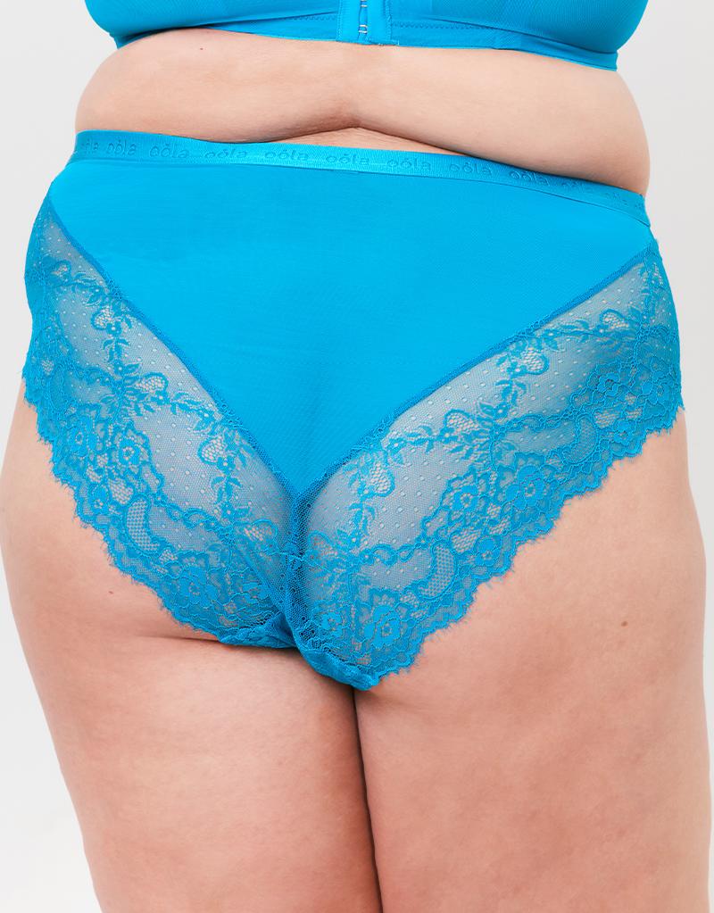 Oola Lace & Logo High Waist Brief Teal - Image 3