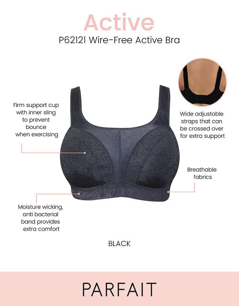 Parfait Wire-Free Active Sports Bra Black - Image 3