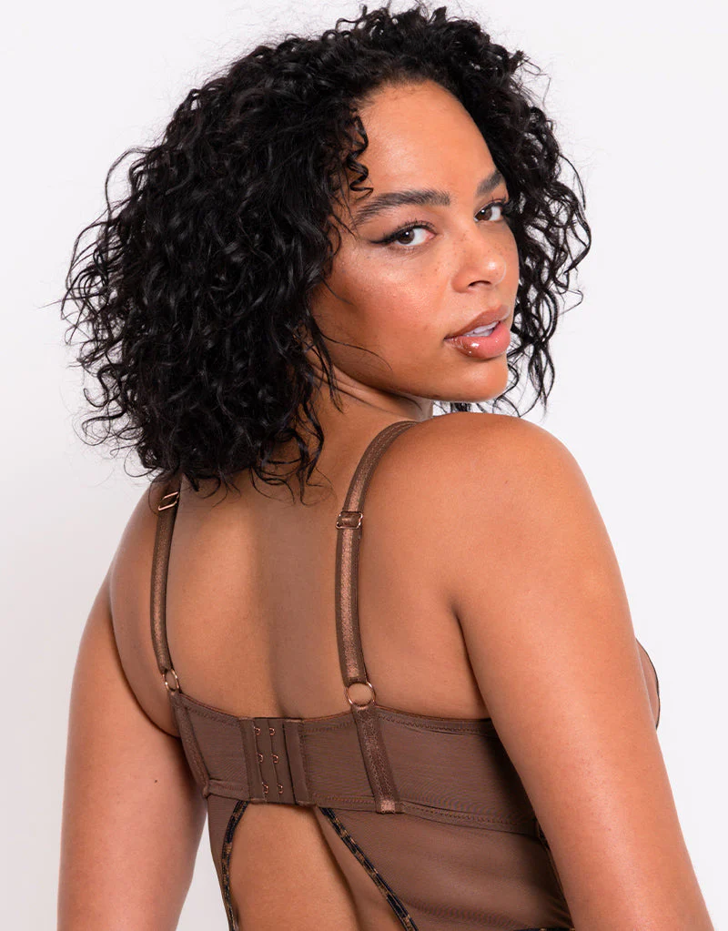 Scantilly Senses Plunge Bodysuit Leopard Brown - Image 5