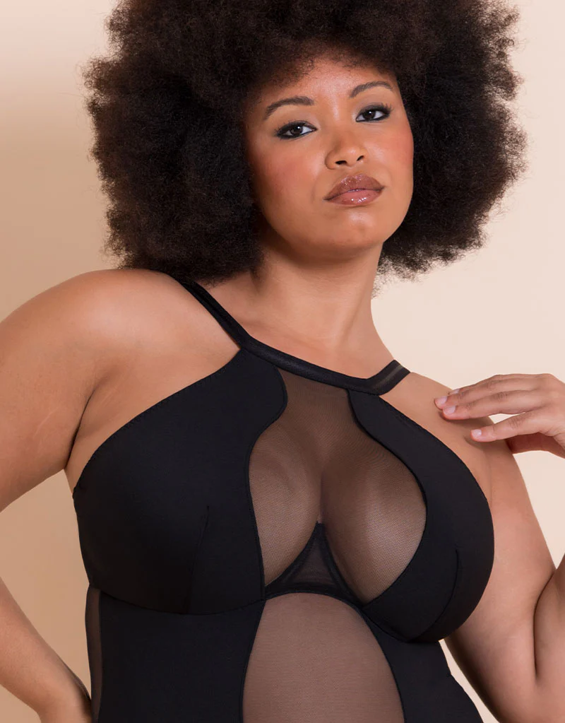 Scantilly Swerve High Neck Wired Bodysuit Black - Image 3